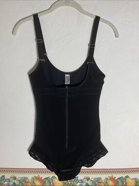 Black Full Body Shapwear Bodysuit Faja Tummy Control Zip Hook Eye Size S